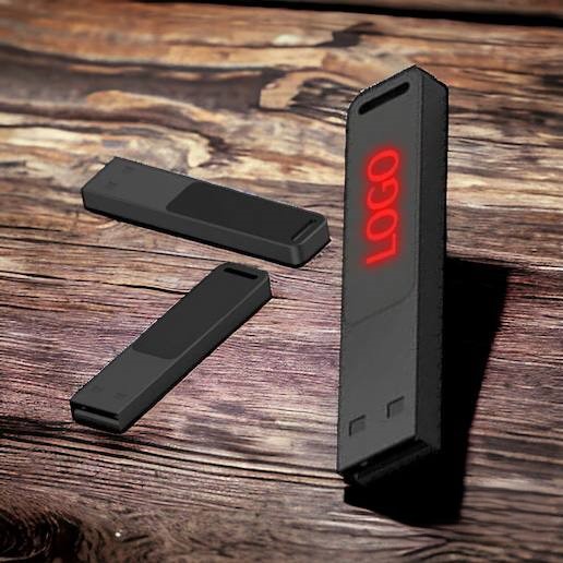 Флешка "Suomi" объем памяти 16 Гб с подсветкой логотипа, металлический корпус в черном цвете